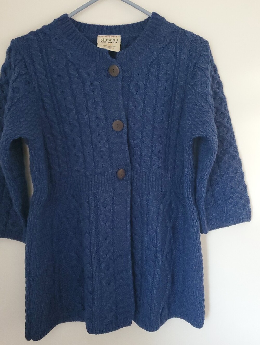 Kilronan Knitwear Ireland Merino Wool CableKnit Sweater Cardigan Small Aranweave